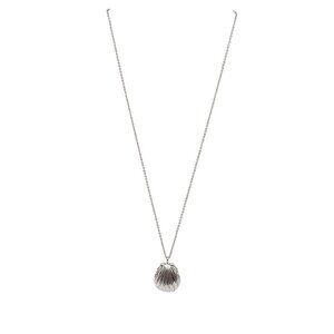 Signed A Shell Locket Necklace Silver Tone 18" Chain With Adjustable Clasp